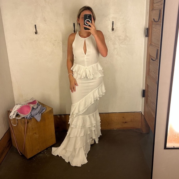 White Anthropologie Ruffle Dress - Picture 3 of 5
